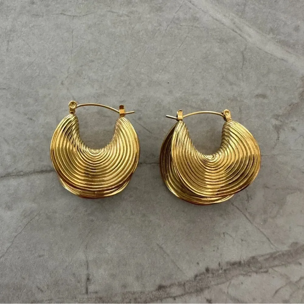 Folded Gold Plated Stainless Steel Hoop Earrings